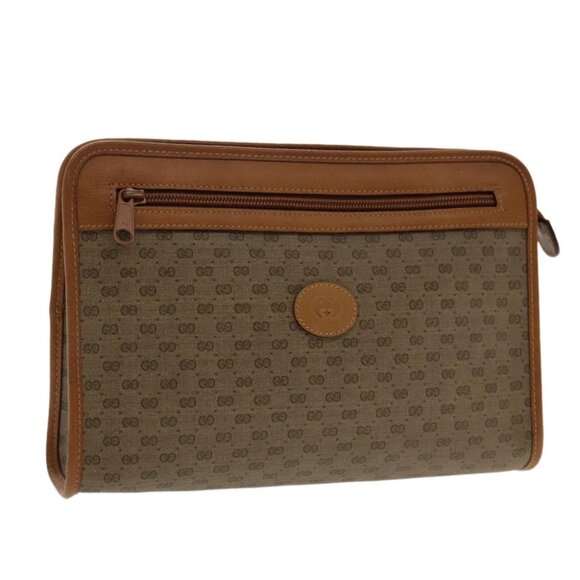 GUCCI Micro GG Supreme Clutch Bag PVC Beige - Picture 1 of 14